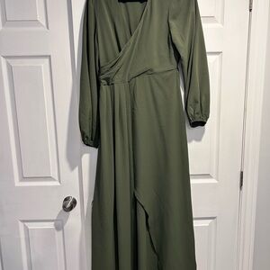 SHEIN Forest Green Long Sleeve Maxi Dress